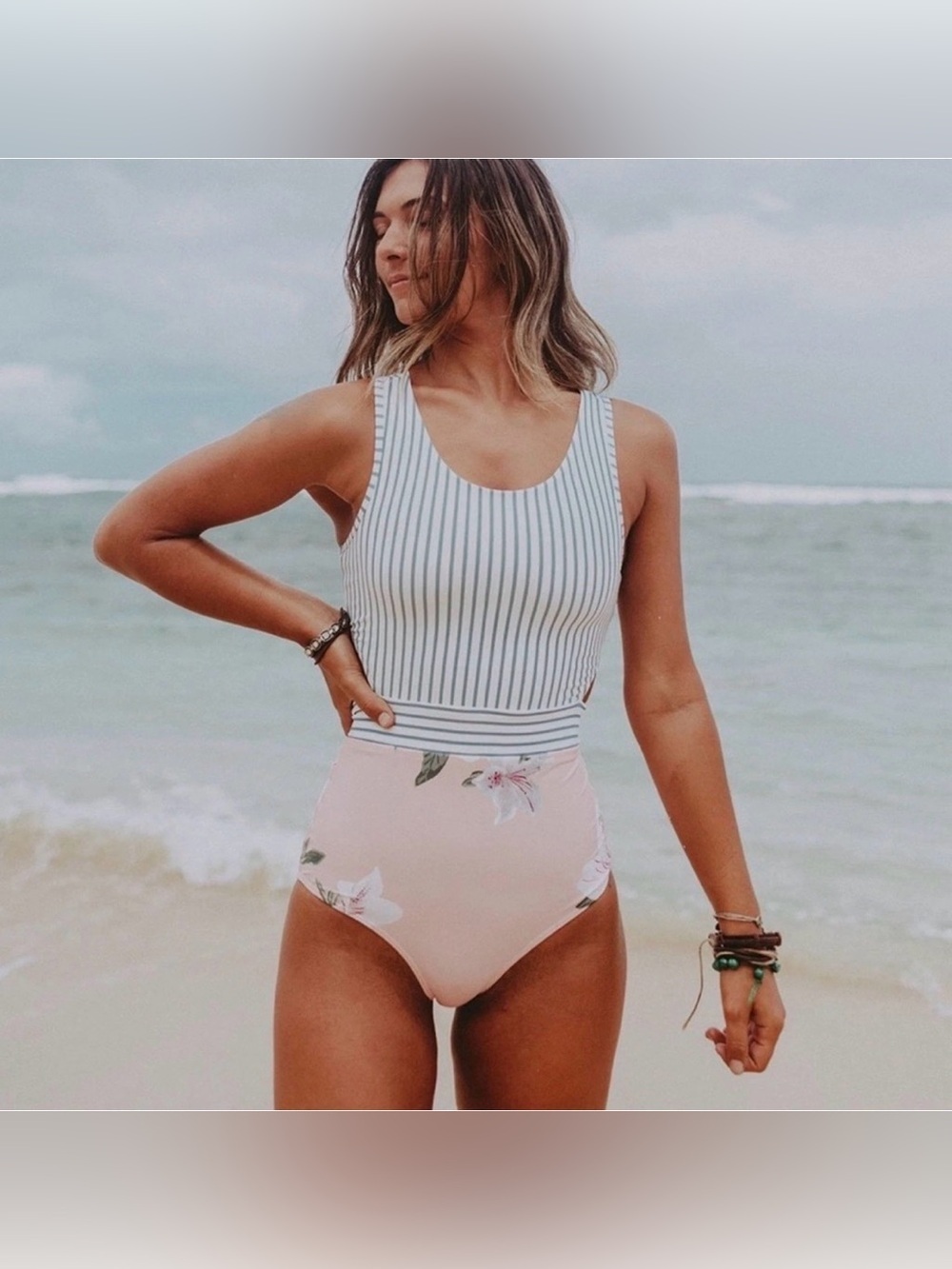 NWT ALBION Fit Island Fever Castaway One Piece Swimsuit Pink Blue Size XXL NEW - Picture 2 of 16